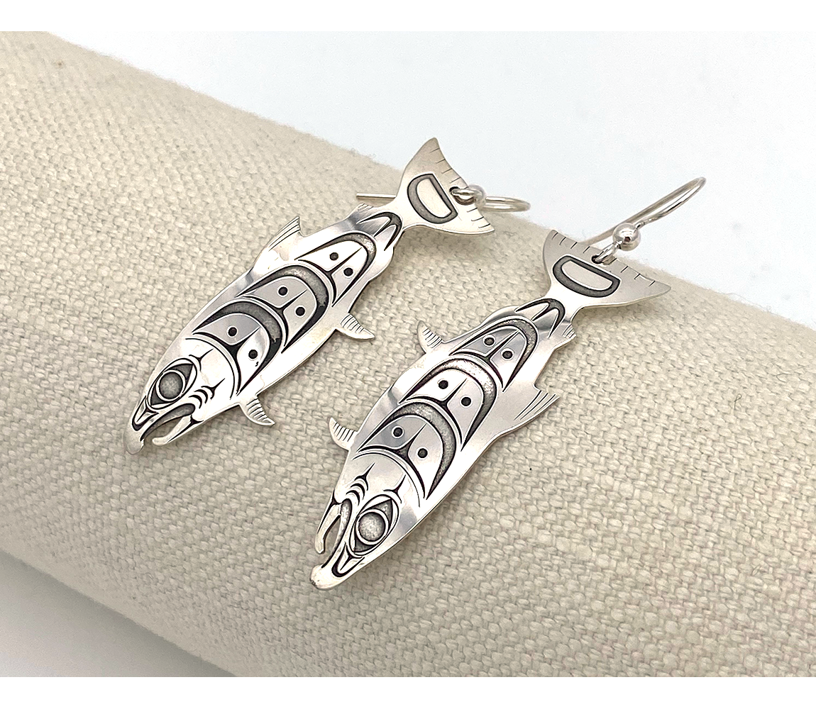 Sterling Silver Salmon Earrings - D'Arcy Basil